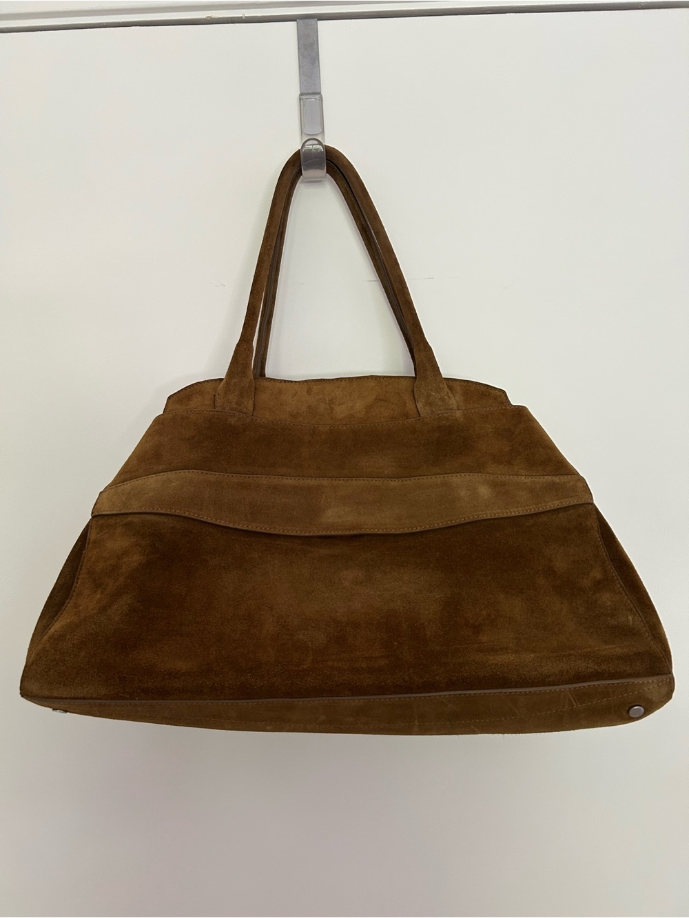 ZARA Split Suede Shoulder Bag in olive brown